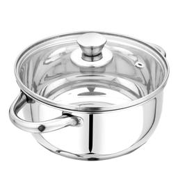 Addkraft  Induction Base Cooking Essential Compatible Sandwich Base Stainless Steel Casserole Set with Knob Glass Lid, Stay Cool Handles (6 Piece)