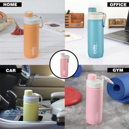 Cello Pop Vacuum Insulated Flask | Hot and Cold Water Bottle | Double Walled Sports Bottle for Travel, Home, Office, School | 600ml, Pink