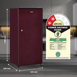 Whirlpool 184 L 2 Star Direct-Cool Single Door Refrigerator (205 WDE CLS 2S SHERRY WINE-Z, Red, 2023 Model)