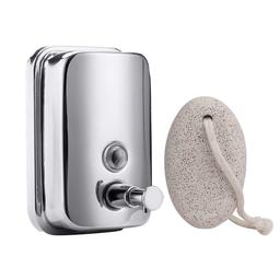 Stainless Steel Liquid Soap Shampoo Sanitizer Handwash Dispenser & Kai Pumice Stone for Feet - Foot Scrubber for Exfoliating Dry Dead Skin