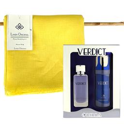 LIFE STYLE COMBO - Linen Shirting Fabric - 1 pc + Verdict Birra Gift pack  [Body Spray - 1 pc & Perfume - 1 pc]