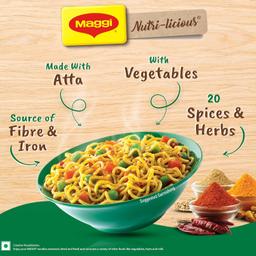 MAGGI Nutri-licious Veg Atta Masala Noodles, Instant Noodles with 20 Spices & Herbs, Source of Fibre & Iron, Appetizing Aroma & Delicious Taste, 290 g Packet