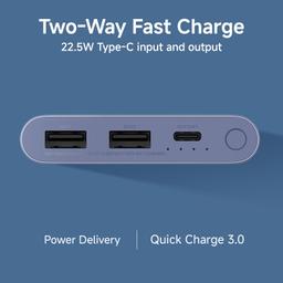 Xiaomi Power Bank 4i 10000mAh 22.5W Fast Charging PD | Power Delivery | QC 3.0|Type C Input & Output |Triple Output Ports|Coral Purple|Supports Android and Apple, Tablets, Earbuds, Watches etc