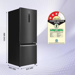 Haier 325 L, 3 Star, Convertible 14-in-1 Triple Inverter & Fan Motor Technology, with Display Frost Free, Bottom Mounted Double Door Refrigerator (HEB-333GB-P, GE Black, 2024 Model)