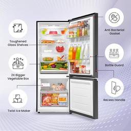Haier 325 L, 3 Star, Convertible 14-in-1 Triple Inverter & Fan Motor Technology, with Display Frost Free, Bottom Mounted Double Door Refrigerator (HEB-333GB-P, GE Black, 2024 Model)
