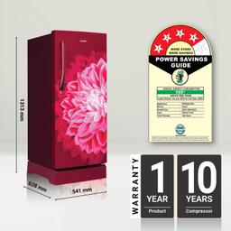Haier 190 L, 4 Star, Direct-Cool Single Door Refrigerator (HED-204RDB-P, Red Dahelia, Base Stand Drawer, 2024 Model)