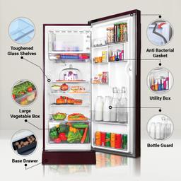 Haier 190 L, 4 Star, Direct-Cool Single Door Refrigerator (HED-204RDB-P, Red Dahelia, Base Stand Drawer, 2024 Model)