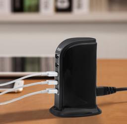 Itek WCH005 5 Port USB Desktop Wall Charging Multi Ports Rapid Adapter (Black)