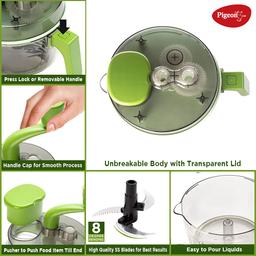 Pigeon by Stovekraft Tornado Turbo Manual Chopper 1.5 L Used for Chopping, Atta Kneader, Slicing, Shredding and Whipping - Green, Large