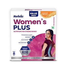 Horlicks Women's Plus Caramel Nutrition Drink 400 G Refill Pack, Nutrition For Strong Bones With 100% Daily Calcium & Vitamin D - No Added Sugar - Powder