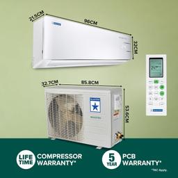 Blue Star 1.5 Ton 3 Star, 60 Months Warranty, Wi-Fi Smart Inverter Split AC (Copper, 5 in 1 Convertible Cooling, 4-Way Swing, Turbo Cool, Voice Command, IC318YNUS, White)