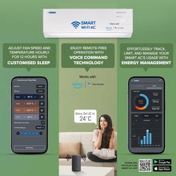 Blue Star 1.5 Ton 3 Star, 60 Months Warranty, Wi-Fi Smart Inverter Split AC (Copper, 5 in 1 Convertible Cooling, 4-Way Swing, Turbo Cool, Voice Command, IC318YNUS, White)