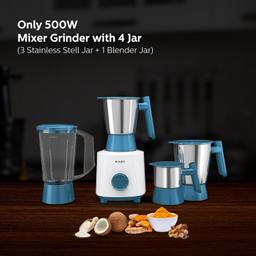 Philips HL7536/01-500 W Mixer Grinder with 4 Jar (3 Stainless Steel Jar +1 Blender Jars),