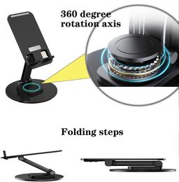 IVON II Multifunctional Desktop Mobile Holding Stand with 360° Rotational Base, Multiple Adjustment Angles, Aluminum Body for Tablets & Phone(Black) IV - HL 20
