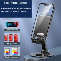 IVON II Multifunctional Desktop Mobile Holding Stand with 360° Rotational Base, Multiple Adjustment Angles, Aluminum Body for Tablets & Phone(Black) IV - HL 20