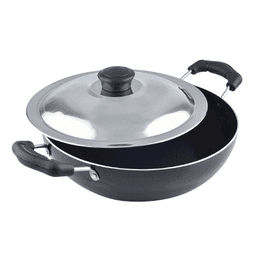 N-DURAA  Non-Stick Kadai with SS Lid, Set of  4 pc Medium & Small