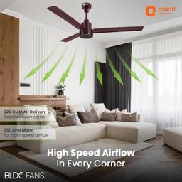 Orient Electric 1200 mm Zeno BLDC | BLDC energy saving ceiling fan with Remote |BEE 5-star rated | Saves up to 50% on electricity bills Orient | Brown,