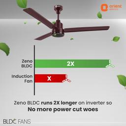 Orient Electric 1200 mm Zeno BLDC | BLDC energy saving ceiling fan with Remote |BEE 5-star rated | Saves up to 50% on electricity bills Orient | Brown,