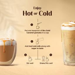 Bru Gold Caramel 100gram | Flavoured Instant Coffee | Flavourful Twist to Your Everyday Coffee | Made with Freeze-Dried Coffee | Makes 80 cups |Powder|Bottle