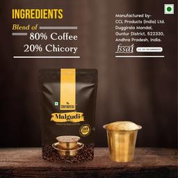 Continental Malgudi Filter Coffee 500gm Pouch | (80% Coffee - 20% Chicory) | Traditional South Indian Filter Coffee Powder | Freshly Roasted Ground Coffee