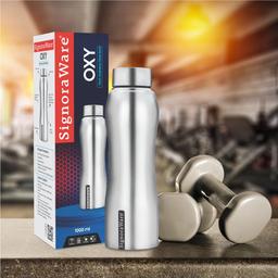 SignoraWare Lock 'N' Store Square 520ml and Signoraware Stainless Steel Fridge Water Bottle Matte Finish, 750ml/30mm, Silver