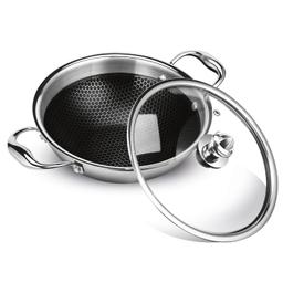 N-Duraa Triply Stainless Steel Honey Comb Surface Kadai Set of 3 with Glass Lid (220mm, 240mm, 260mm) + Free Card
