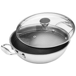 N-Duraa Triply Stainless Steel Honey Comb Set of 7 with Glass Lid (Fry Pan 220 MM + Fry Pan 240  + Kadai 220 MM + Kadi 240mm + Kadi 260mm  + Concave tawa 250mm  + Dosa Tawa 290mm )