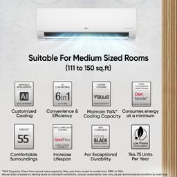 LG 1.5 Ton 5 Star DUAL Inverter Split AC (Copper, AI Convertible 6-in-1, VIRAAT Mode, Faster Cooling & Energy Saving, 4 Way Swing, HD Filter with Anti-Virus Protection, US-Q19YNZE, White)