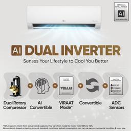 LG 1.5 Ton 3 Star DUAL Inverter Split AC (Copper, AI Convertible 6-in-1, VIRAAT Mode, Diet Mode+, Faster Cooling & Energy Saving, HD Filter with Anti-Virus Protection, US-Q18JNXE, White)