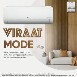LG 1.5 Ton 3 Star DUAL Inverter Split AC (Copper, AI Convertible 6-in-1, VIRAAT Mode, Diet Mode+, Faster Cooling & Energy Saving, HD Filter with Anti-Virus Protection, US-Q18JNXE, White)