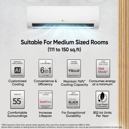 LG 1.5 Ton 3 Star DUAL Inverter Split AC (Copper, AI Convertible 6-in-1, VIRAAT Mode, Diet Mode+, Faster Cooling & Energy Saving, HD Filter with Anti-Virus Protection, US-Q18JNXE, White)