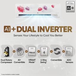 LG 1.5 Ton 5 Star, Wi-Fi, Energy Manager+, DUAL Inverter Split AC (Copper, AI+ Convertible 6-in-1, Diet Mode+, 4 Way Swing, HD Filter with Anti-Virus Protection, US-Q19FWZE, White Floral)