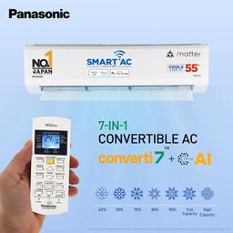 Panasonic 1.5 Ton 4 Star Premium Wi-Fi Inverter Smart Split AC (Matter Enabled, Higher Airflow, Copper Condenser, 7in1 Convertible, True AI, 4-Way, PM 0.1 Filter, CS/CU-NU18AKY4WX, White)