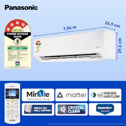 Panasonic 1.5 Ton 4 Star Premium Wi-Fi Inverter Smart Split AC (Matter Enabled, Higher Airflow, Copper Condenser, 7in1 Convertible, True AI, 4-Way, PM 0.1 Filter, CS/CU-NU18AKY4WX, White)
