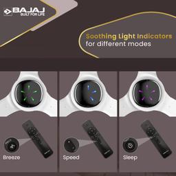 Bajaj Eurostos 1200 MM 5 Star Rated BLDC Ceiling Fans For Home | BEE Stars Rated Energy Efficient Ceiling Fan | Remote Controlled | Soothing Colour Indication 【White】
