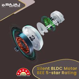 Bajaj Eurostos 1200 MM 5 Star Rated BLDC Ceiling Fans For Home | BEE Stars Rated Energy Efficient Ceiling Fan | Remote Controlled | Soothing Colour Indication 【White】