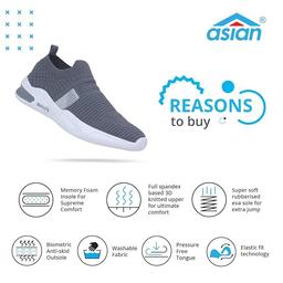 asian Hattrick-27 Darkgrey Walking Shoes Walking Shoes For Men (Grey)