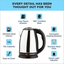 Butterfly EKN 1.5 Litre Stainless Steel Electric Kettle | 1500 W | 360° Swivel Power Base | Auto Shut Off | For Hot Water, Tea, Coffee, Noodles | Dry Boil Protection |