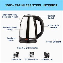 Butterfly EKN 1.5 Litre Stainless Steel Electric Kettle | 1500 W | 360° Swivel Power Base | Auto Shut Off | For Hot Water, Tea, Coffee, Noodles | Dry Boil Protection |