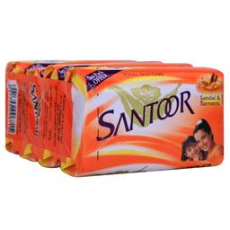 Santoor Sandal and Turmeric Soap, 75g (Pack of 4)