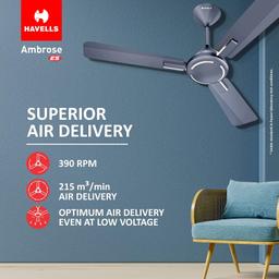 Havells 1200mm Ambrose ES Ceiling Fan|Premium Finish, Decorative Fan, Elegant Look, High Air Delivery, Energy Saving, 100% Pure Copper Motor