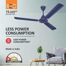 Havells 1200mm Tejas ES Ceiling Fan | High Speed, High Air Delivery | Strong & Powerful Copper motor, Air Delivery: 218 m³/min, RPM: 370, (Matte Blue)