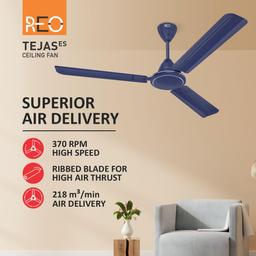 Havells 1200mm Tejas ES Ceiling Fan | High Speed, High Air Delivery | Strong & Powerful Copper motor, Air Delivery: 218 m³/min, RPM: 370, (Matte Blue)