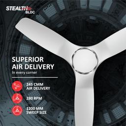 Havells Stealth Air " The most silent BLDC fan with Premium Look and Finish", 1200mm BLDC motor and Remote Controlled Ceiling Fan (Pearl White,)