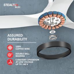 Havells Stealth Air " The most silent BLDC fan with Premium Look and Finish", 1200mm BLDC motor and Remote Controlled Ceiling Fan (Pearl White,)