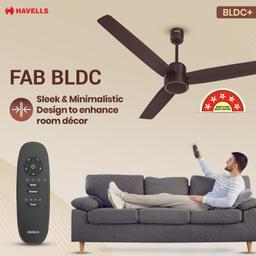 Havells 1200mm FAB BLDC Ceiling Fan | Remote Controlled, High Air Delivery Fan, 5 Star Rated | Upto 60% Energy Saving, 2 Year Warranty (Brown)