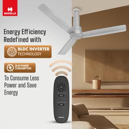 Havells 1200mm Elio BLDC Ceiling Fan | Remote Controlled, High Air Delivery Fan | 5 Star Rated, Upto 60% Energy Saving,(Grey)