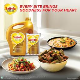 Saffola Gold Refined Cooking oil | Blended of Rice Bran & Sunflower oil | 5 Litre Jar