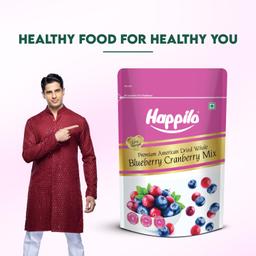 Happilo Premium American Dried Whole Blueberry Cranberry Duet 200 g Pack | Dried Cranberries & Blueberries Mix | 100% Organic Natural Real Dried Berries | Low Calorie Snack