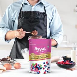 Happilo Premium American Dried Whole Blueberry Cranberry Duet 200 g Pack | Dried Cranberries & Blueberries Mix | 100% Organic Natural Real Dried Berries | Low Calorie Snack